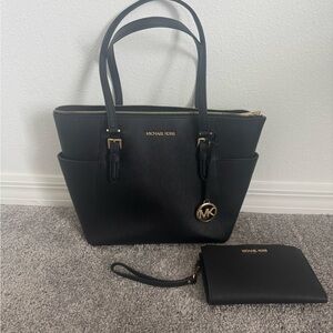 Michael Kors Elegant Black Tote and Wallet Set